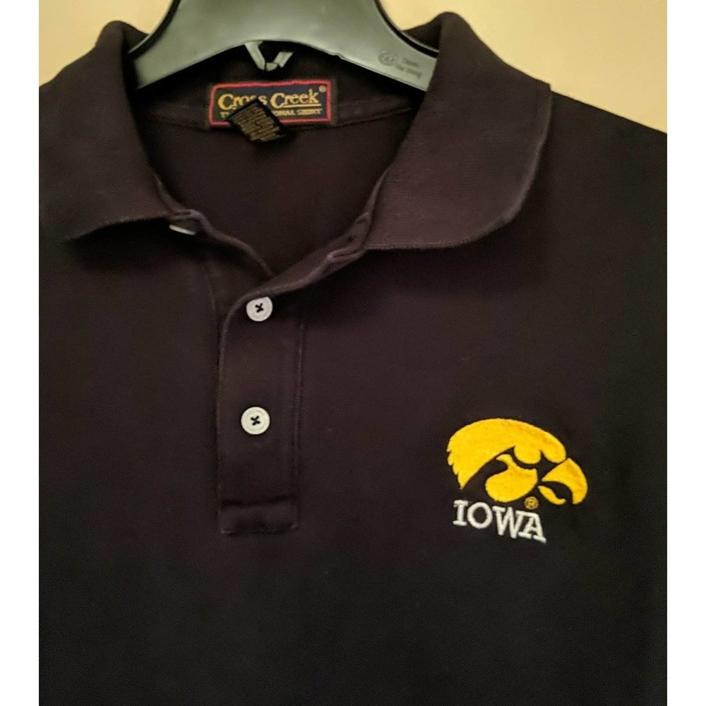 Iowa Hawkeyes Cross Creek Black Short Sleeve Polo Shirt Men's Size Medium - Picture 2 of 5
